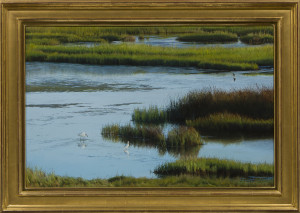 White Egrets on Pond, with FL314 P (flat and bevel liner) frame